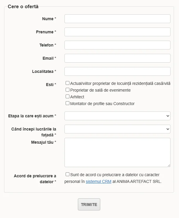 fabrica artefact formular contact