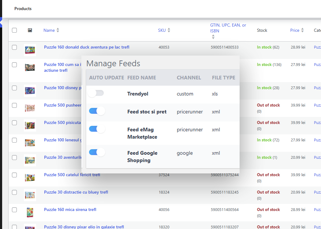 magazin online administrare stoc